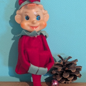 Vintage Red Knee Hugger Elf Pixie Christmas (free ship)