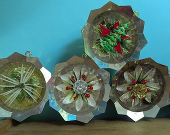 Vintage Jewel Brite Diorama Christmas Ornaments (free ship)