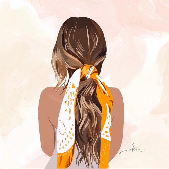 Brunette Boho Ponytail With Summer Scarf
