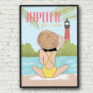 Jupiter Lighthouse Girl Digital illustration 8”x12”