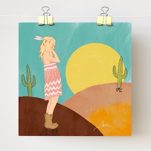 Boho western style chic girls room digital illustration