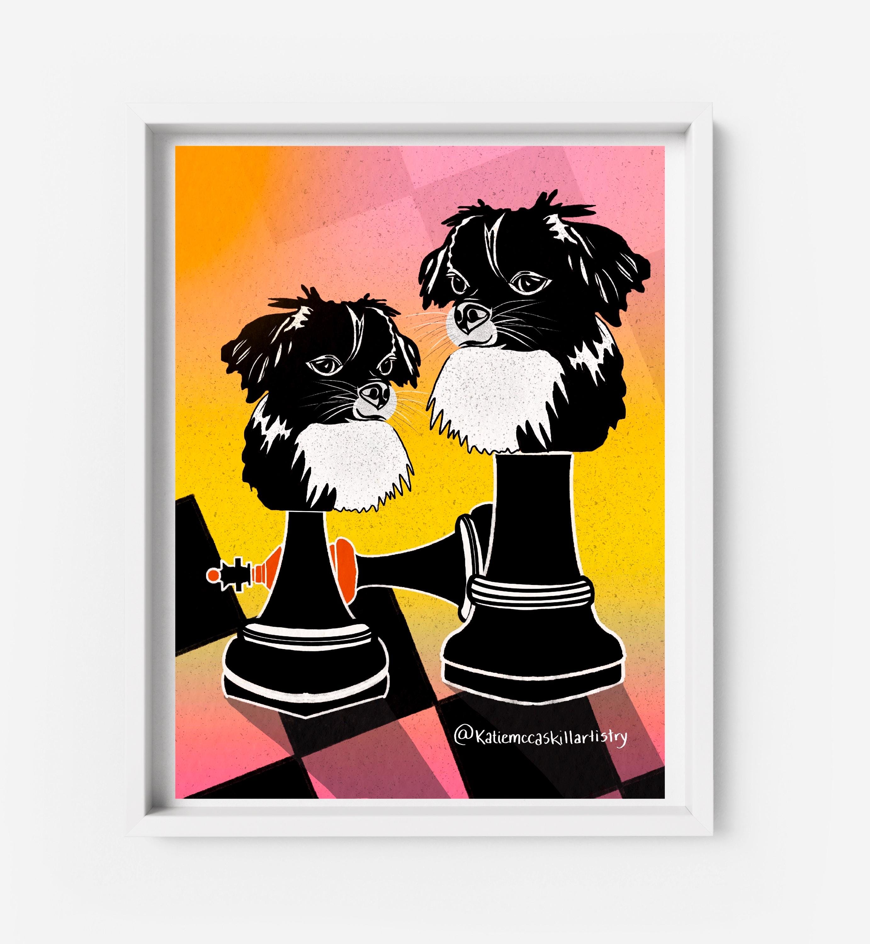 Miki Dog Adult Miki Digital Dog Artwork With Red Background And