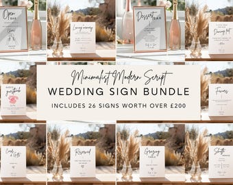 Wedding Sign Bundle Minimalist, Modern Wedding Signage Template Bundle, Reception Sign Template Bundle, Wedding Table Signs Package