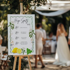 Znak baru Hugo Spritz, Zbuduj własnego Spritza, Znak drinka Signature, Szablon menu baru imprezowego, Plakat koktajlowy, Nowoczesny wystrój wózka barowego
