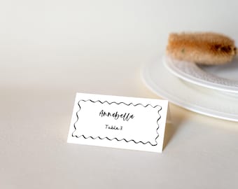 Tarjetas de lugar para bodas escritas a mano / Tarjetas de lugar con descarga instantánea / Tarjetas con nombres de mesa / Tarjetas de lugar con ilustraciones extravagantes / Cena