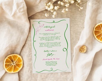 Welcome Letter | Wedding Weekend Itinerary Template | Destination Wedding Weekend | Destination Welcome Card | Instant Download BELLA