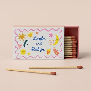 MATCHBOX FAVOR Canva template |Love On Fire | Perfect Match Wedding Favor | Unique,Funky,Colorful Hand Drawn Illustrations |Whimsical |LAYLA