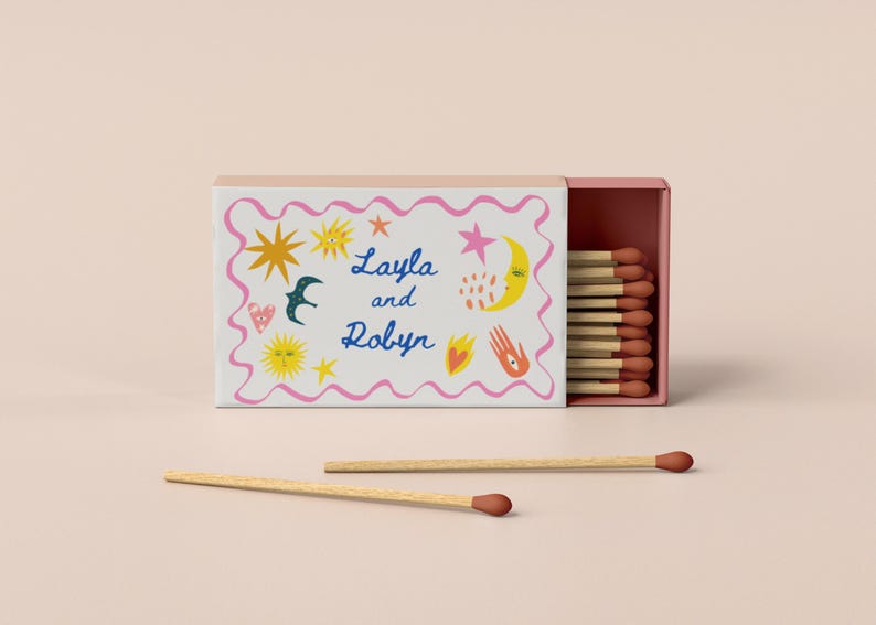MATCHBOX FAVOR Canva Template |love on Fire | Perfect Match Wedding ...