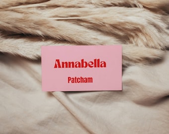 Wedding Name Place Cards Pink and Red Retro Boho Bold Printable Editable Instant Download Canva Template MILO