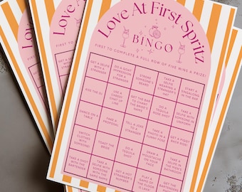 Juego de despedida de soltera "Amor a primera vista" / Bingo de despedida de soltera con Aperol Spritz / Noche de chicas / Juego de despedida de soltera / Descarga instantánea editable