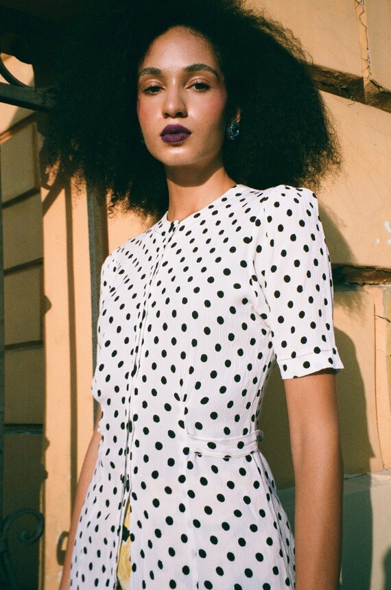 White blouse with black polka dots. Vintage from … - image 1