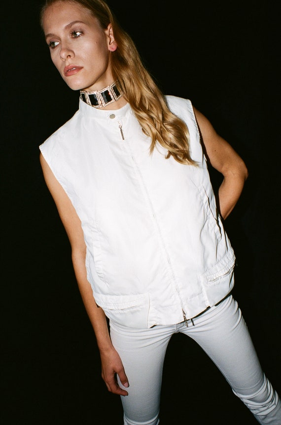 GIANFRANCO FERRE JEANS white utility rave style ve