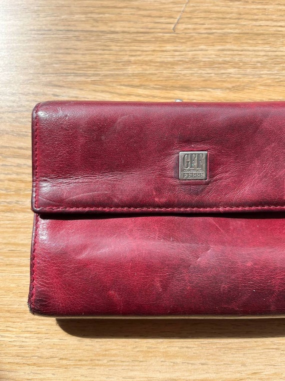 GIANFRANCO FERRE burgundy dark red leather wallet - image 1