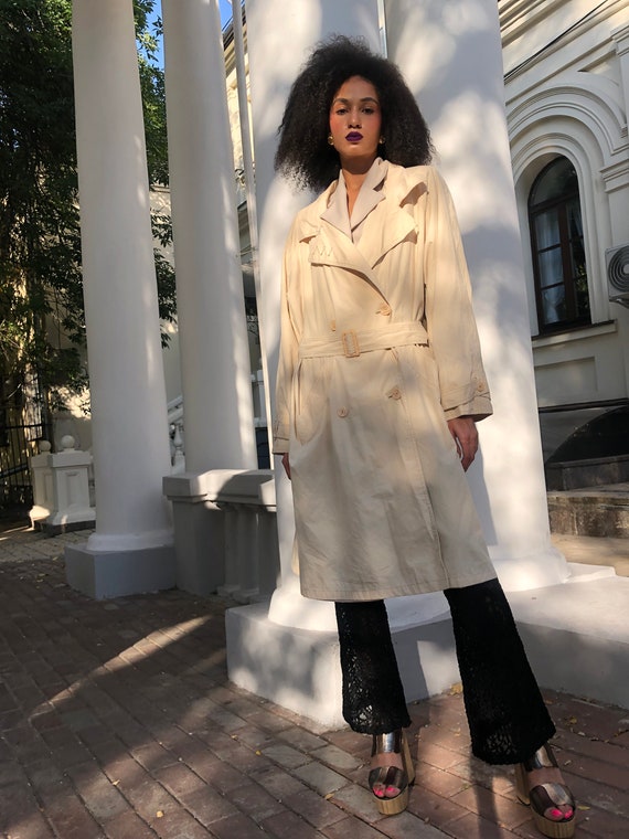 Light natural beige double-breasted coat Vintage