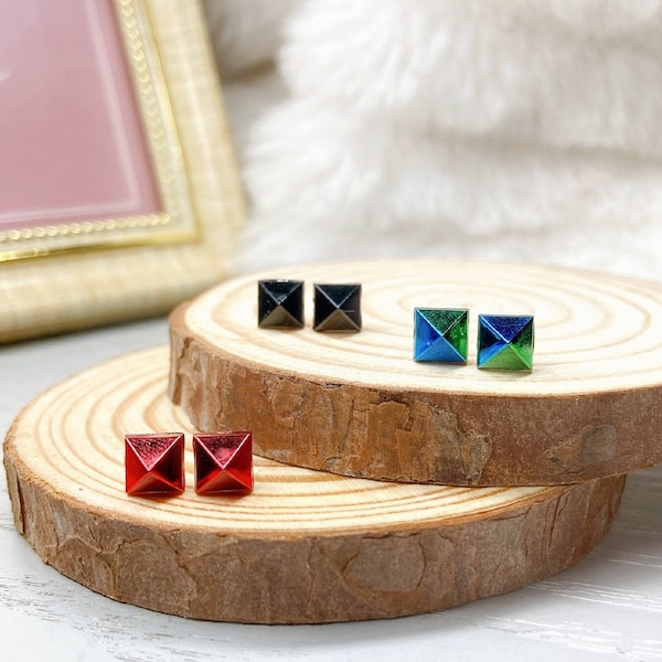 Tiny Pyramid Earrings Stud Earrings, Metal Color Earrings, Imitation Pyramid Surgical steel Stud Earrings