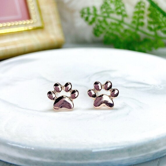 Rose gold 2024 cat paw earrings