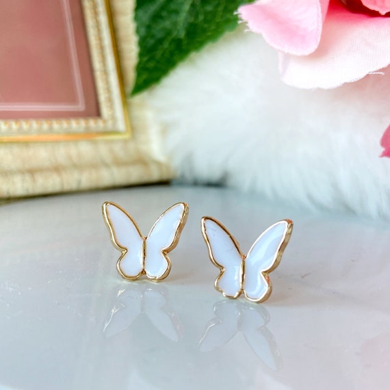 Enamel butterfly earrings sale