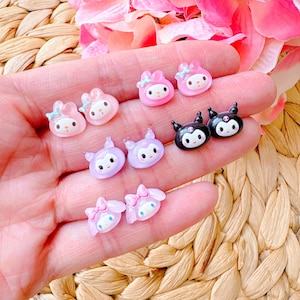 Cartoon Bunny Rabbit Earrings, Glitter Crystal Jelly Cartoon Earrings, Hypoallergenic Surgical Steel Stud Earrings, Melody Earrings, Clip on