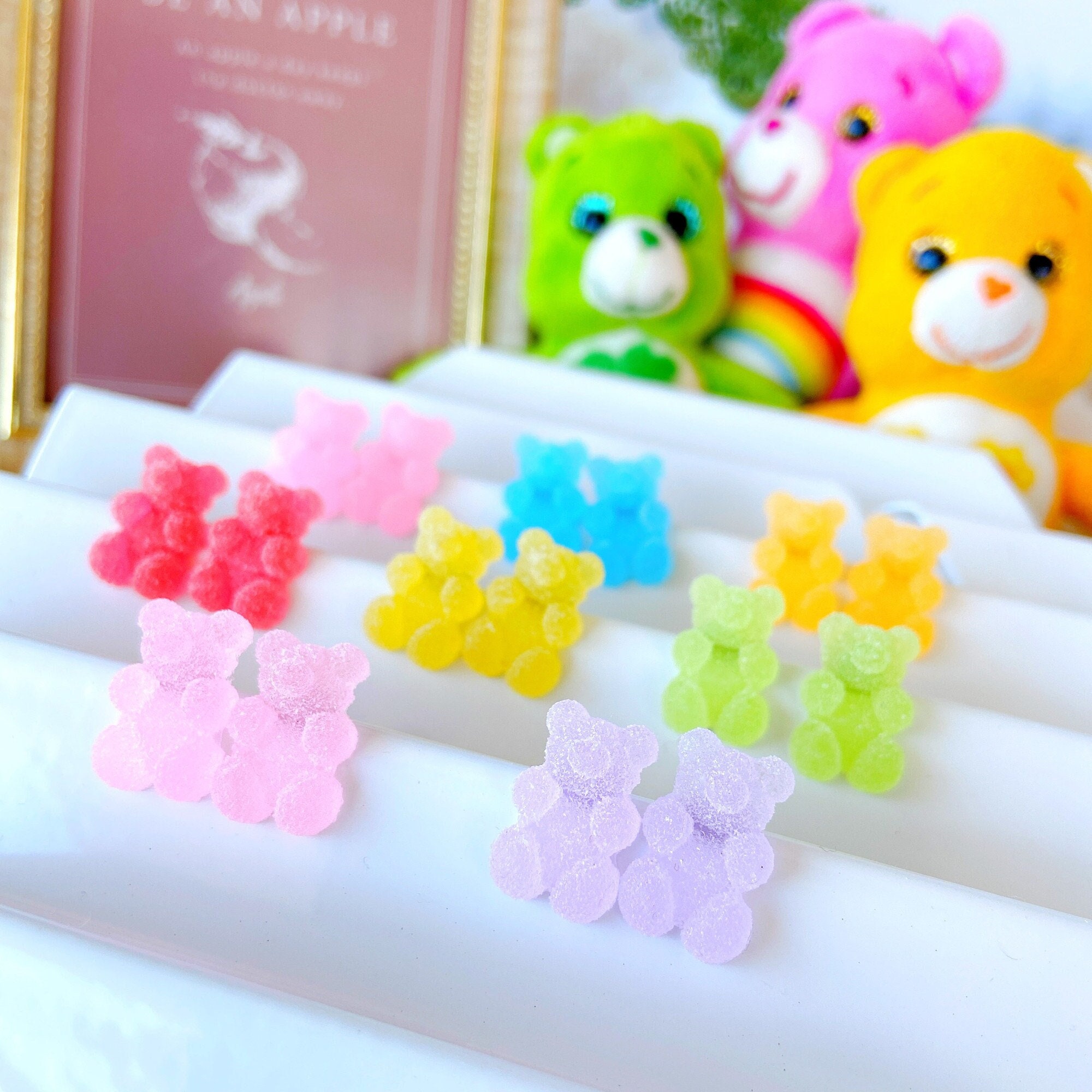 4, 20 or 50 BULK Gummy Bear Resin Charms, Multi-color, Bubblegum