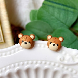 Teddy Bär Ohrringe / Fimo Bär Ohrringe / Handgemachte Ohrringe / Chirurgenstahl Ohrstecker / Teddy Bär Ohrstecker