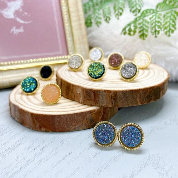 Round Druzy Earrings