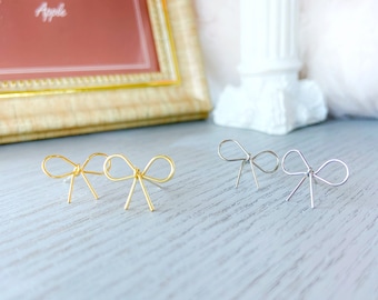 Boucles d’oreilles simples bow, boucles d’oreilles simple bow stud, boucles d’oreilles s925 bow