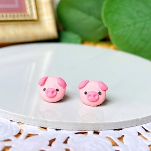 Schweinchen Ohrringe / Schweinchen Ohrringe / Polymer Clay Schweinchen Ohrringe / Entzückende Tiere Ohrstecker / Handgemachte Ohrringe / Ohrstecker