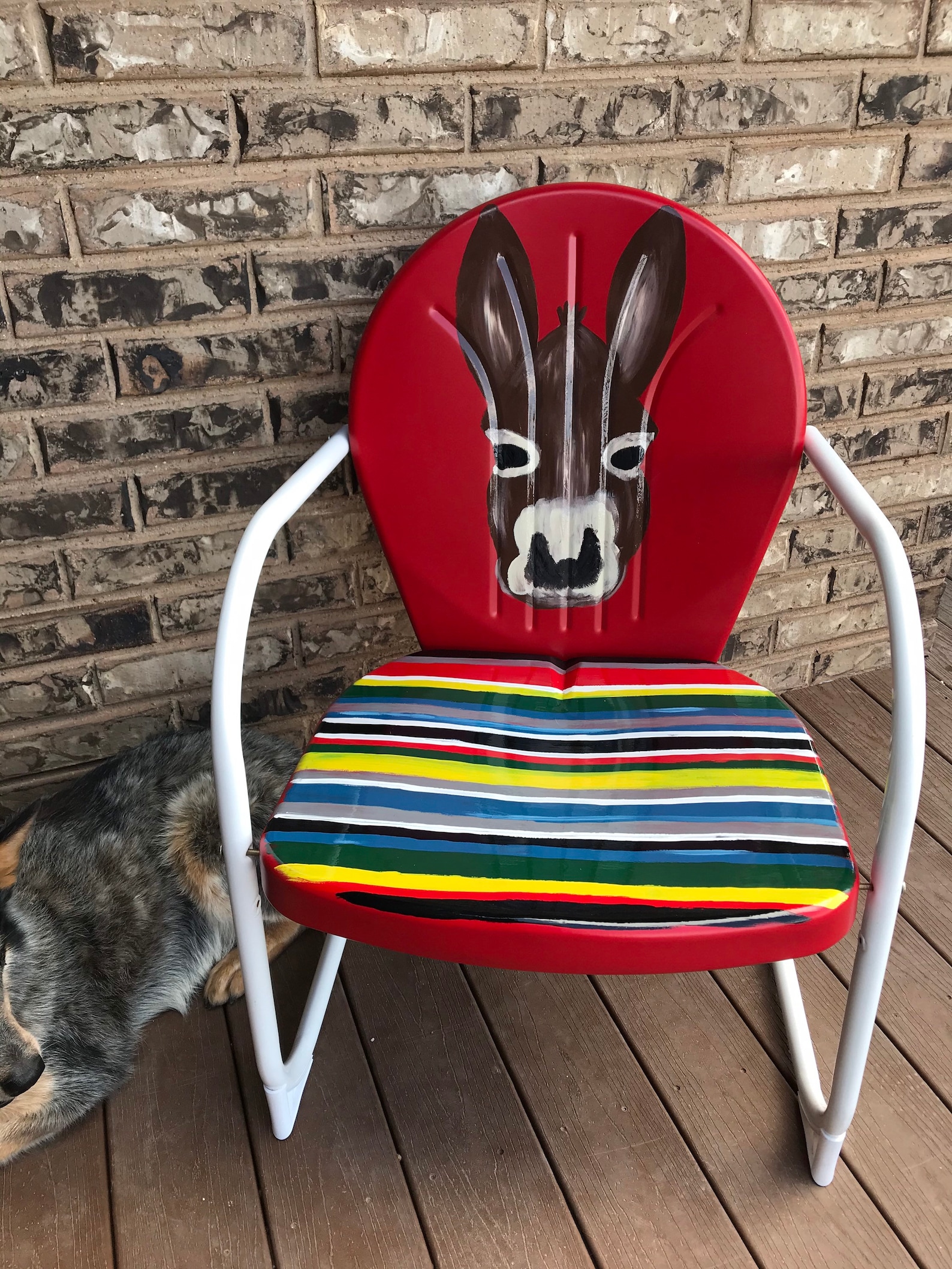 Hand Painted Donkey with Serape Metal Vintage Chair Painted Etsy