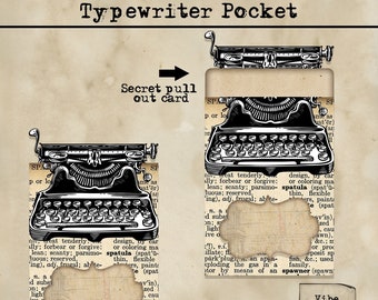 Printable Vintage Typewriter pocket, card and label for junk journals