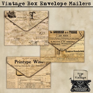 Vintage Box Envelope Mailers, Ephemera Storage, PenPal, Happy Mail, Envelopes