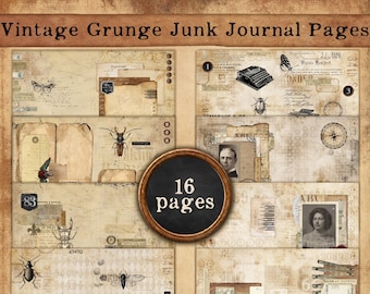 Vintage Grunge Junk Journal Pagina's, Junk Journaling, Junk Journal, Pagina's voor Junk Journaling