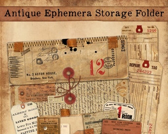Antique Ephemera Storage Folder: Vintage Junk Journal (Digital Product)