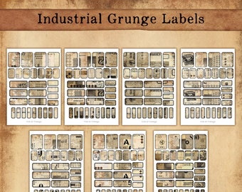 Vintage Grunge Etiketten, druckbare Etiketten, Junk Journaling, Vintage Grunge Etiketten, Vintage Grunge digitaler Download, Junk Journals