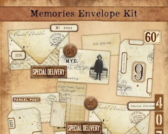 Memories Envelope Kit for Junk Journals and other Paper Craft Projects, Vintage Junk Journaling, Vintage Ephemera, Vintage Envelopes