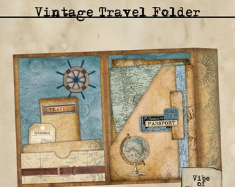 Vintage Travel Folder, Ephemera storage for Junk Journals