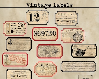 Vintage Labels, Vintage Decorative Labels, Printable Vintage Labels