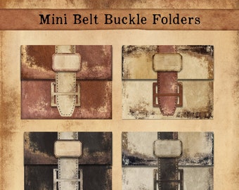 Mini Belt Buckle Folders, Junk Journal Folders, Vintage Grunge Folders, Storage Folder, Ephemera Storage