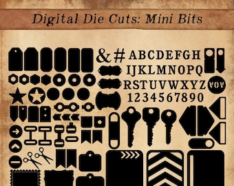 Digital Die Cuts: Mini Bits, Cricut cut files, Journal Embellishments