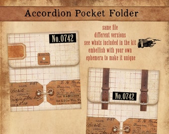 Printable Accordion Pocket Folder, Ephemera Storage (Digital Download)