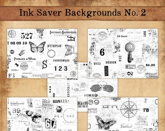 Ink Saver Backgrounds No.2, Printable Stamp Papers, Junk Journaling, Back & White, Vintage Ink Saver Pages, Vintage Grunge Digital Downloads