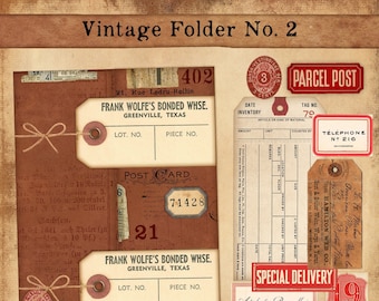 Vintage Folder No.2 for Junk Journals and other Paper Craft Projects, Vintage Junk Journaling, Vintage Ephemera, Vintage Grunge