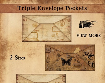 Triple Envelope Pockets, Junk Journals and other Paper Craft Projects, Vintage Junk Journaling, Vintage Envelopes