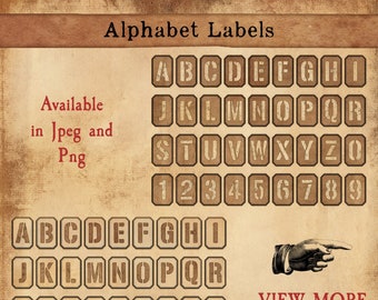 Alphabet Labels, Printable Labels, Junk Journaling, Vintage Grunge Labels, Vintage Grunge Digital Download, Junk Journals