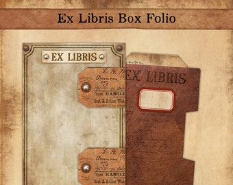 Ex Libris Box Folio, Junk Journal Folio, Vintage Grunge Folio, Storage Folder, Ephemera Storage