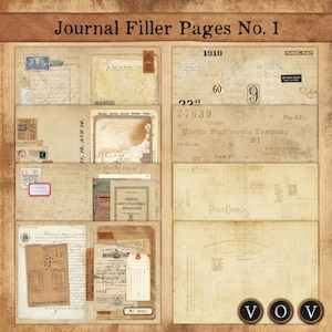 Journal Filler pages No.1, Printable Papers, Junk Journaling, Vintage Pages, Vintage Grunge Digital Downloads