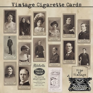 Printable Vintage Cigarette Cards Circa 1906-1922, Vintage Tea Card scans for Junk Journals, ATC Cards