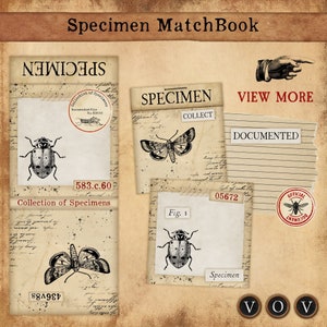 Specimen MatchBook for junk journals.