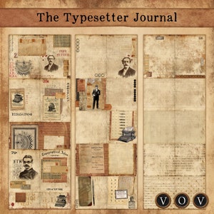 Le journal du typographe, Pages de journal du typographe imprimable | Kit de journal numérique indésirable avec écriture et papier quadrillé | Éphémères pour journaux