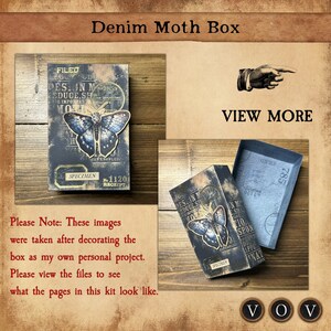 May include: A black box with a vintage design featuring a butterfly and the text "ES IN MO SDUCE, SH RE IMPORTANT" and "SPECIMEN No. 1120 RECEIPT". The box is decorated with gold accents and has a distressed look.