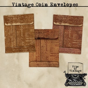 Vintage Coin Envelopes, Ephemera Storage, PenPal, Happy Mail, Envelopes